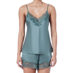 Ginia Silk Lace Cami and Short Set Moss