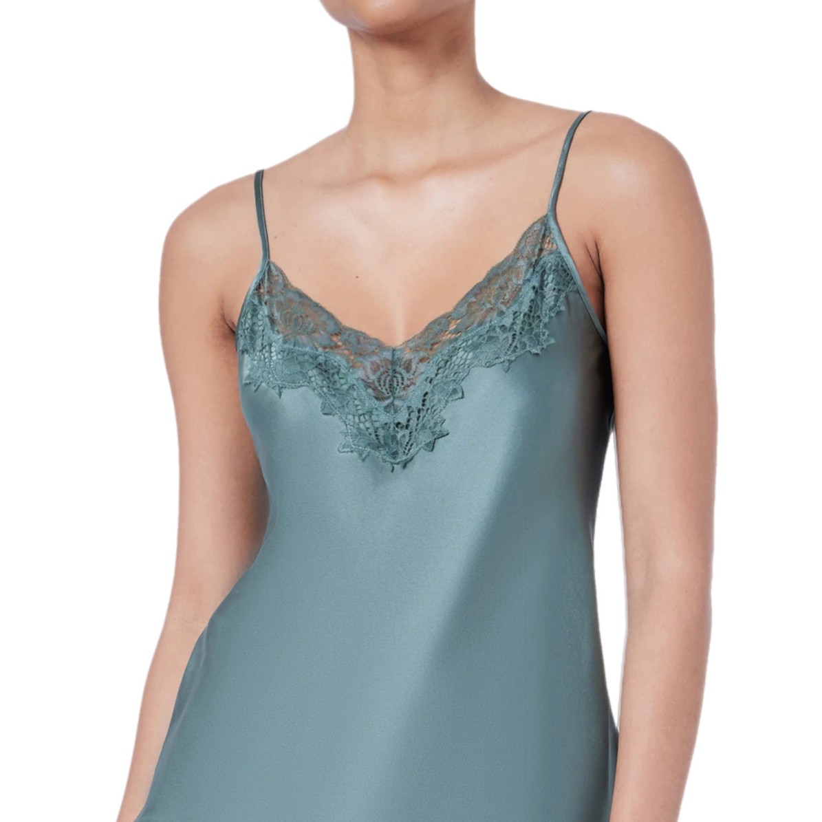 Ginia Silk Lace Cami and Short Set Moss