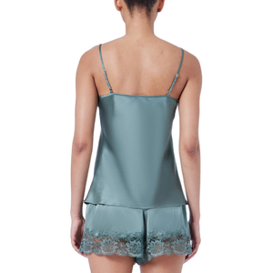 Ginia Silk Lace Cami and Short Set Moss