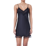 Ginia Silk Skylar Lace Chemise Black