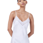 Ginia Silk Skylar Lace Chemise White