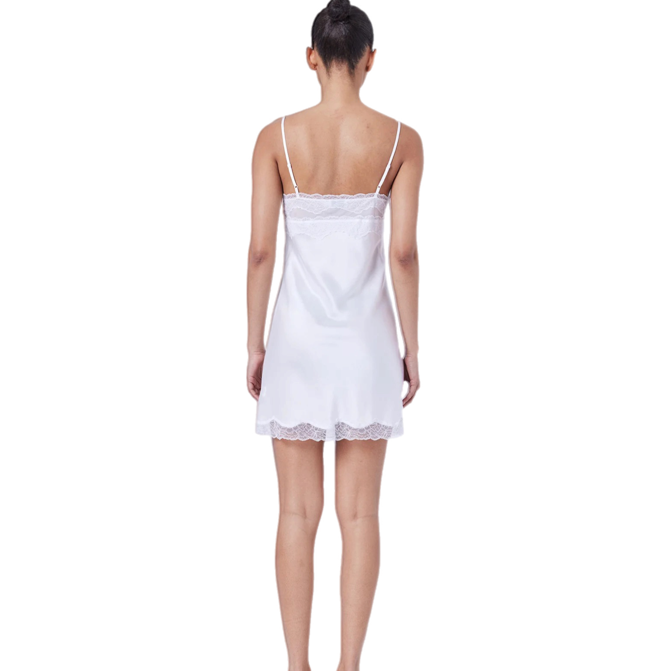 Ginia Silk Skylar Lace Chemise White