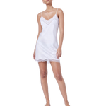 Ginia Silk Skylar Lace Chemise White