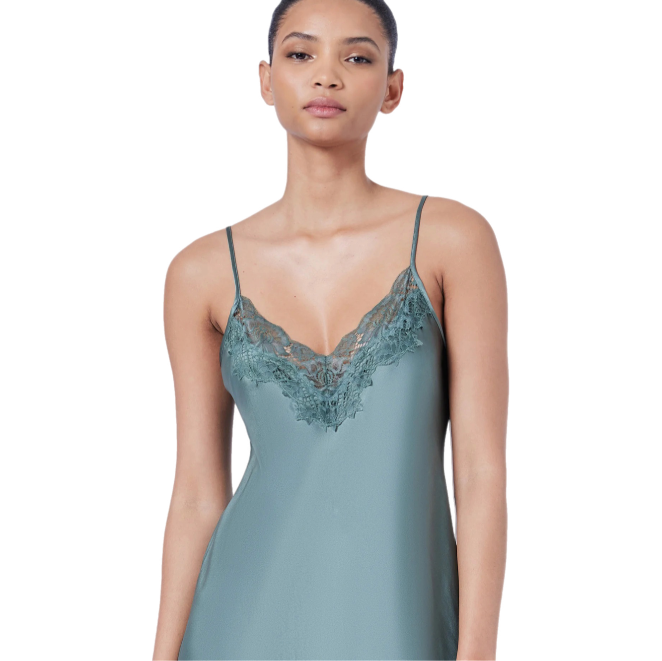 Ginia Silk Lace Chemise Moss