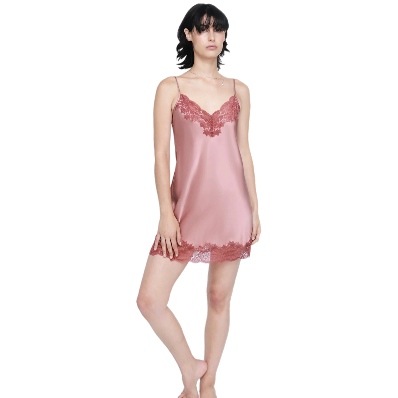 Ginia Silk Lace Chemise Mauve