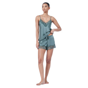 Ginia Silk Lace Cami and Short Set Moss