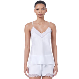 Ginia Silk Skylar Cami and Short Set White