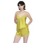 Ginia Silk Cami and Short Set Chartreuse