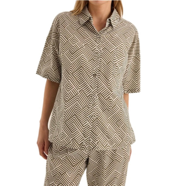 Gingerlilly Telisha Olive Geo Cotton PJ Set