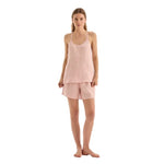 Gingerlilly Sofia Pink White Linen Cami and Short Set