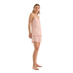 Gingerlilly Sofia Pink White Linen Cami and Short Set