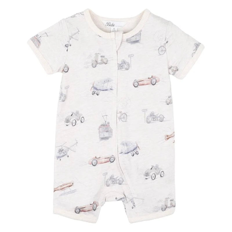 Bebe Finley Print Short Sleeve Zip Romper