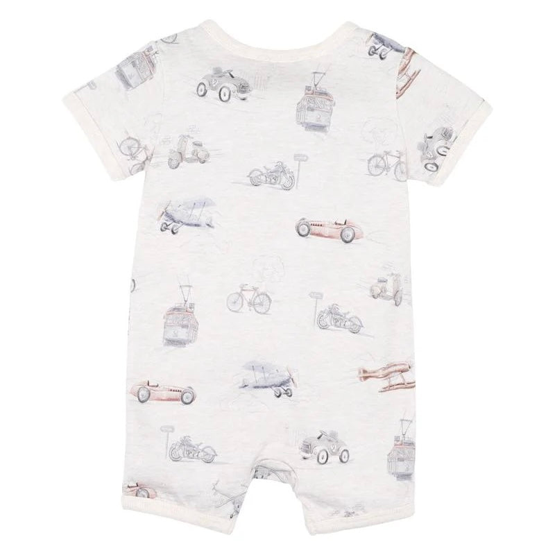 Bebe Finley Print Short Sleeve Zip Romper