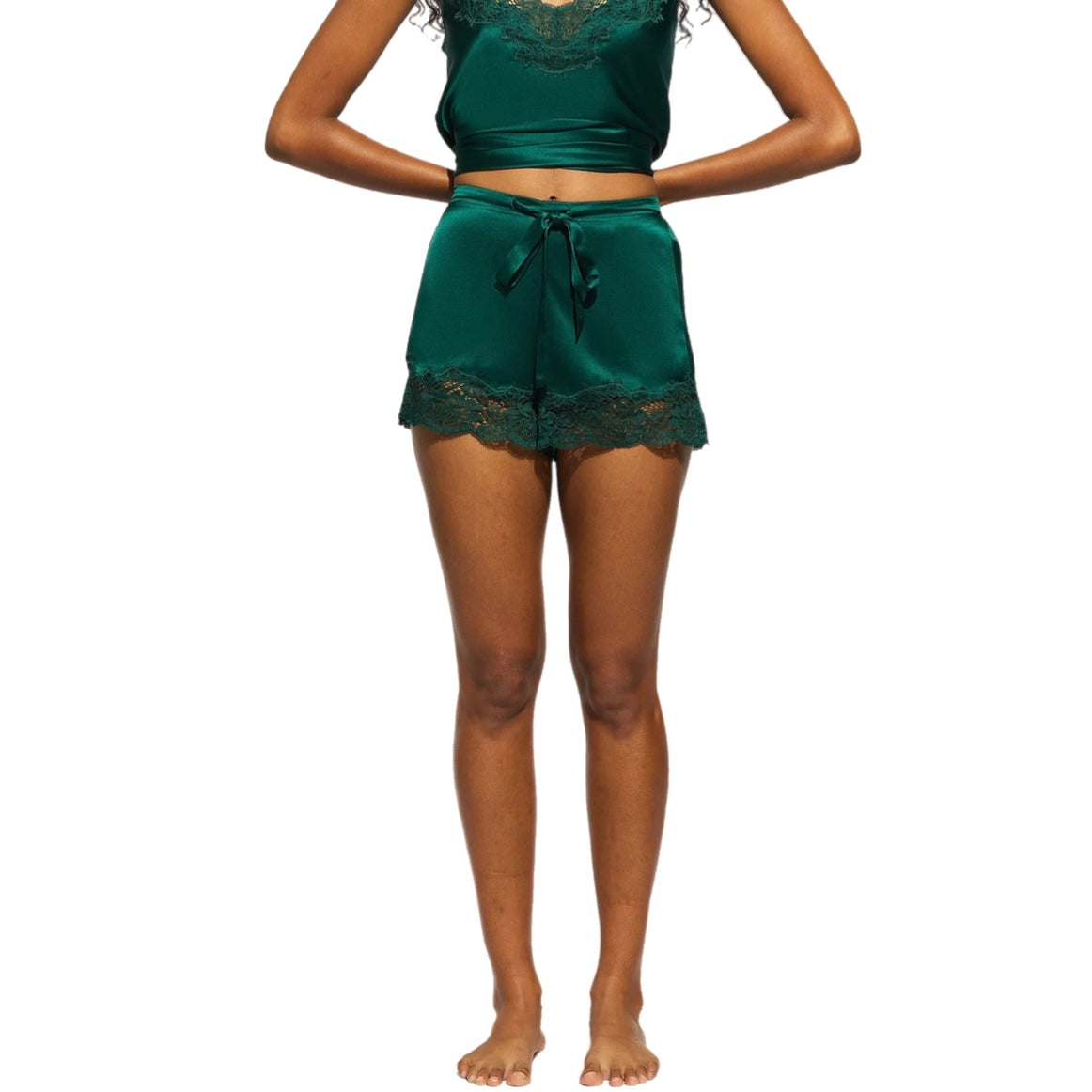 Ginia Silk Camisole and Short Set Emerald