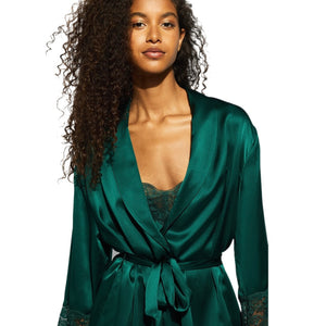 Ginia Silk Robe Emerald