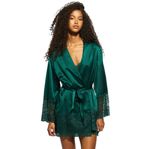 Ginia Silk Robe Emerald