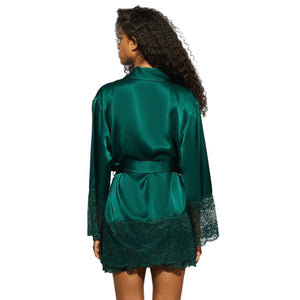 Ginia Silk Robe Emerald