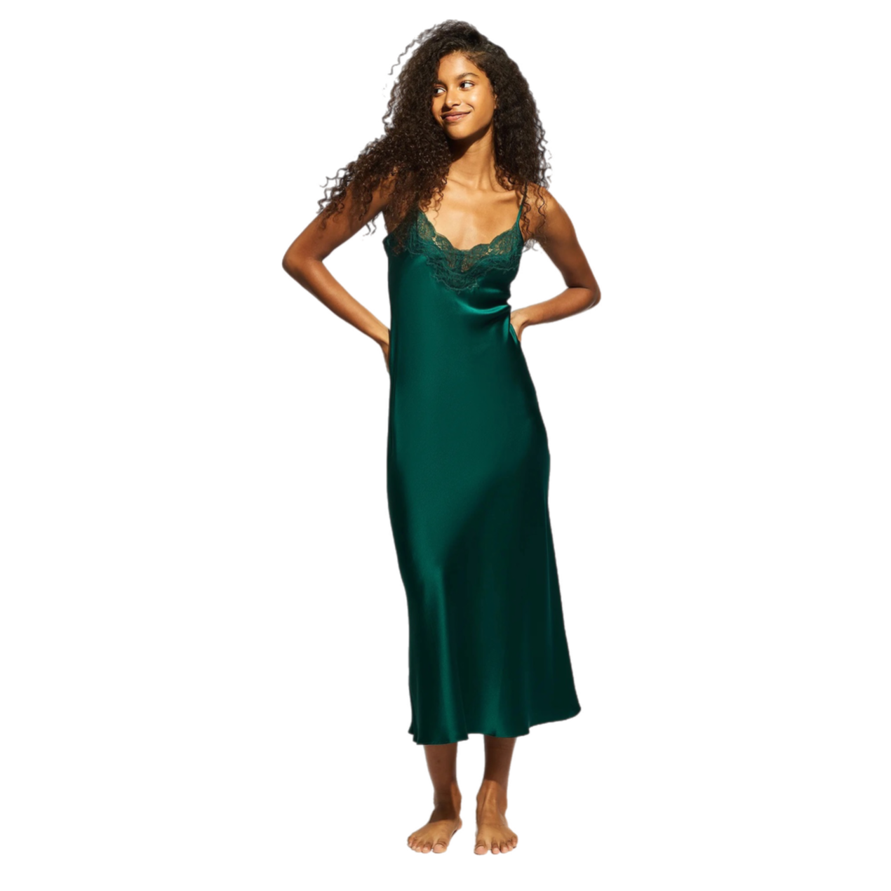 Ginia Silk Slip Emerald