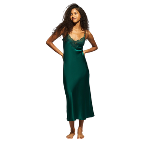 Ginia Silk Slip Emerald