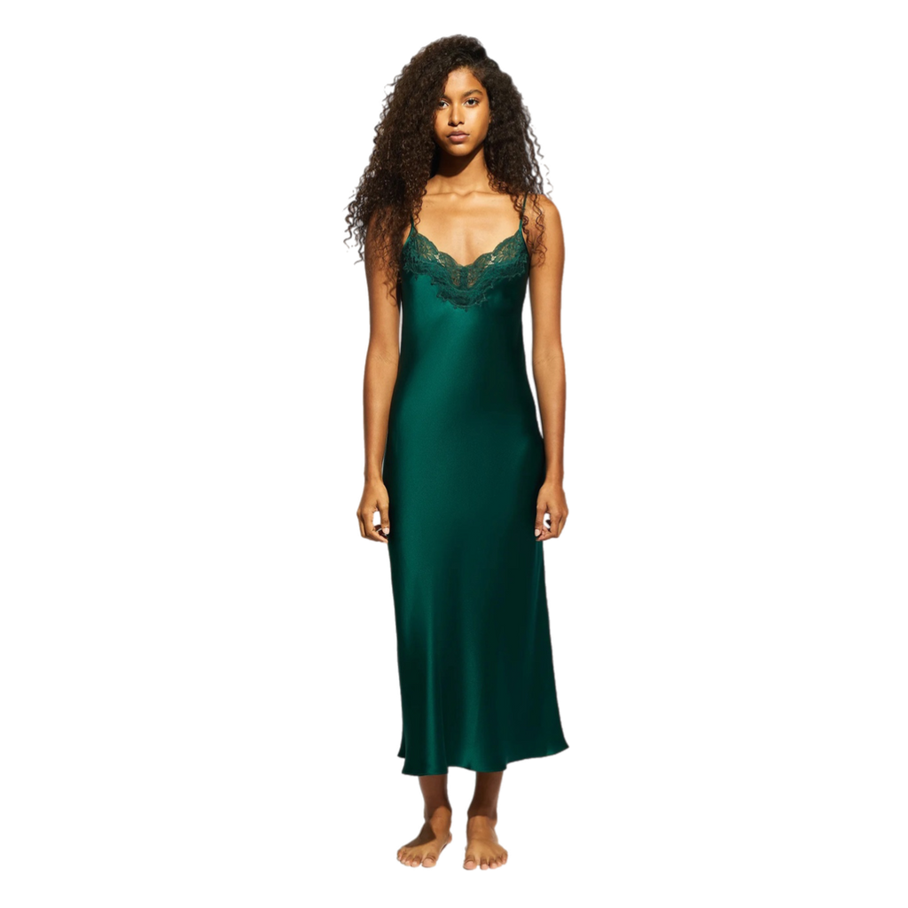 Ginia Silk Slip Emerald