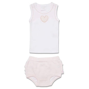 Marquise Heart Singlet and Frilled Bloomer Set