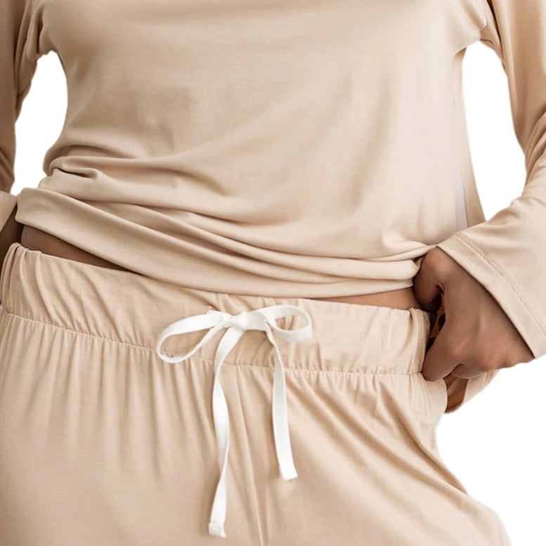 Gingerlilly Anya Bamboo Sporty PJ Set Biscuit