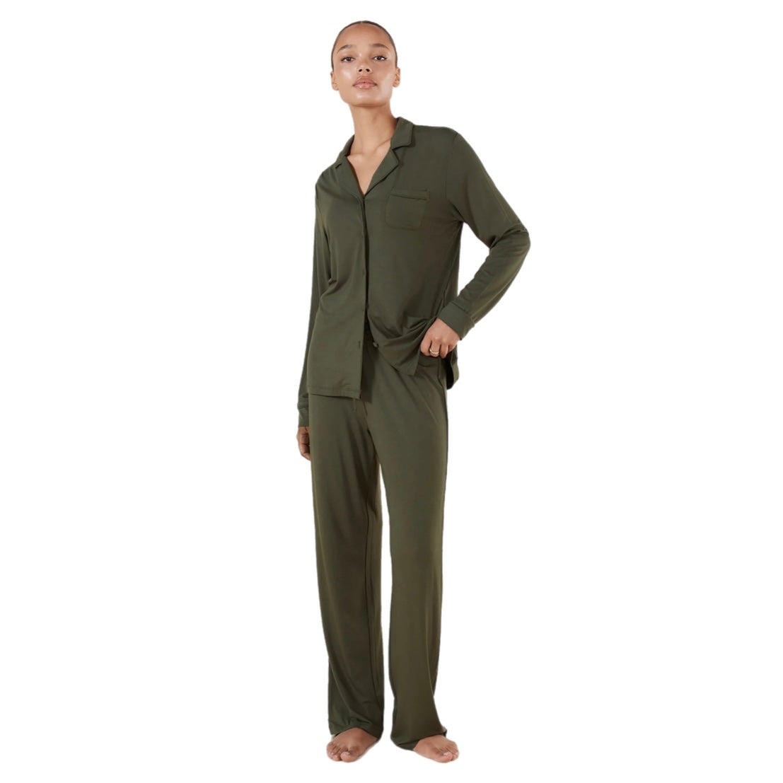 Gingerlilly Tessa Bamboo Long PJ Set Forest Green