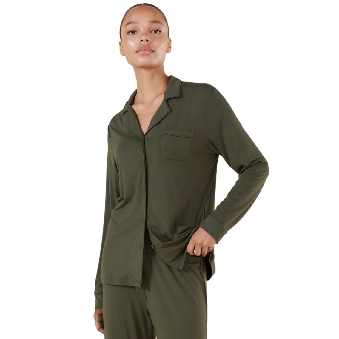 Gingerlilly Tessa Bamboo Long PJ Set Forest Green